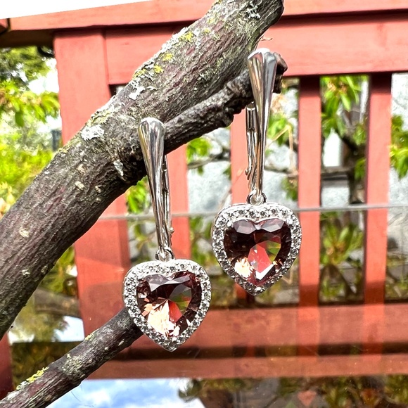 Color Change Diaspore Earrings Sterling Silver Flower Drop Earrings Nickel Free - Picture 10 of 11